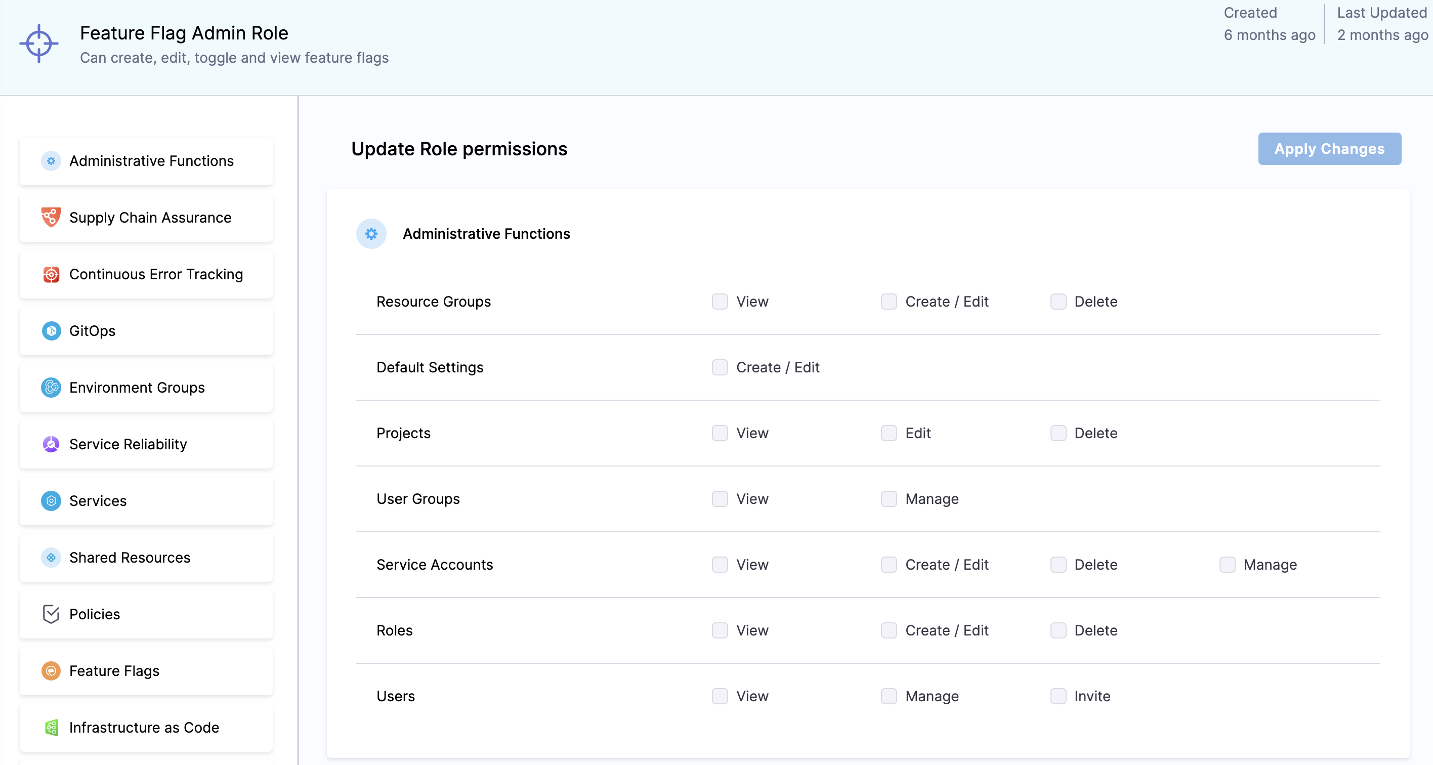 The Feature Flag Admin Role Control Panel in Harness