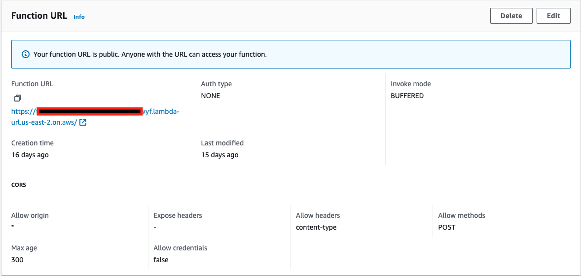 Lambda Function URL